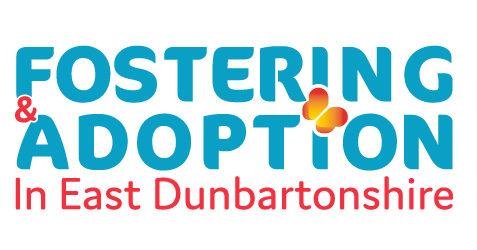 blue and pink Fostering and adoption logo