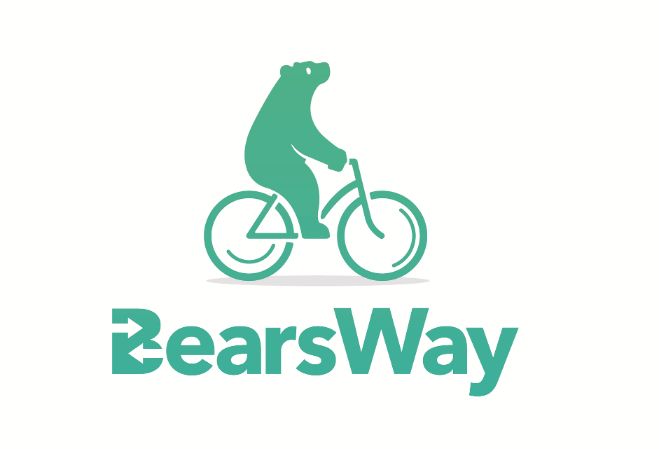 blue Bears Way Logo - bear on a cycle