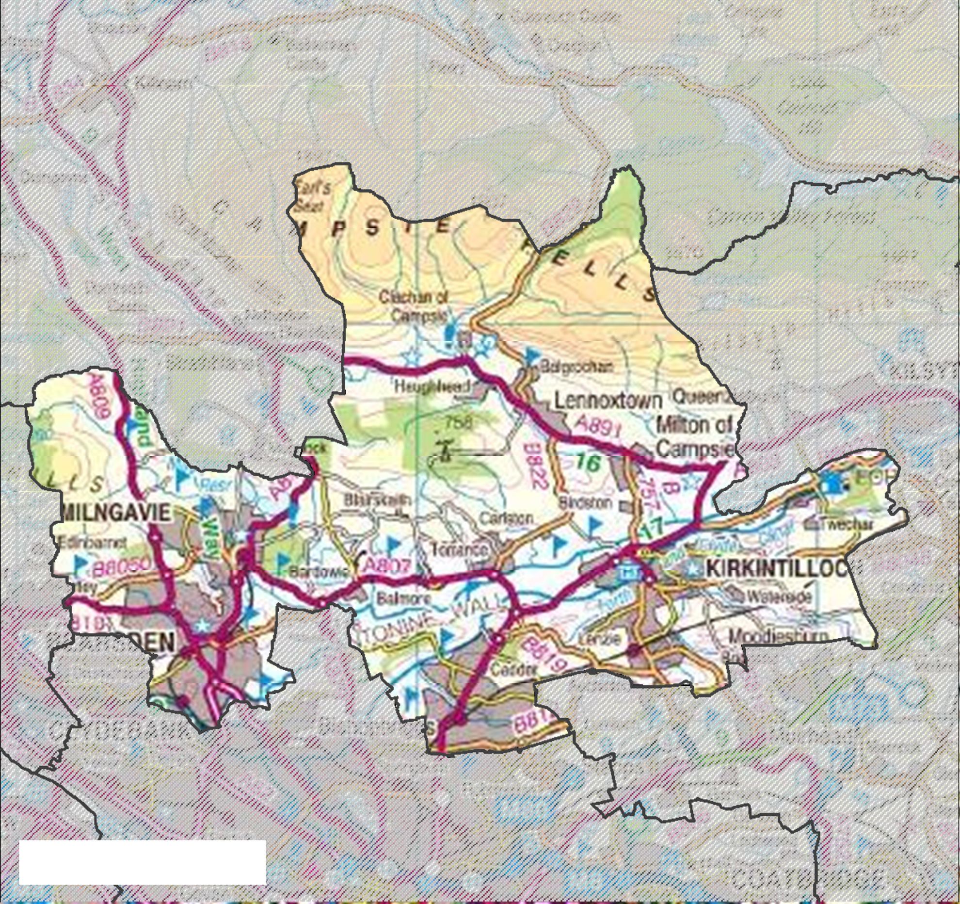 Map of the East Dunbartonshire Local Authority Area