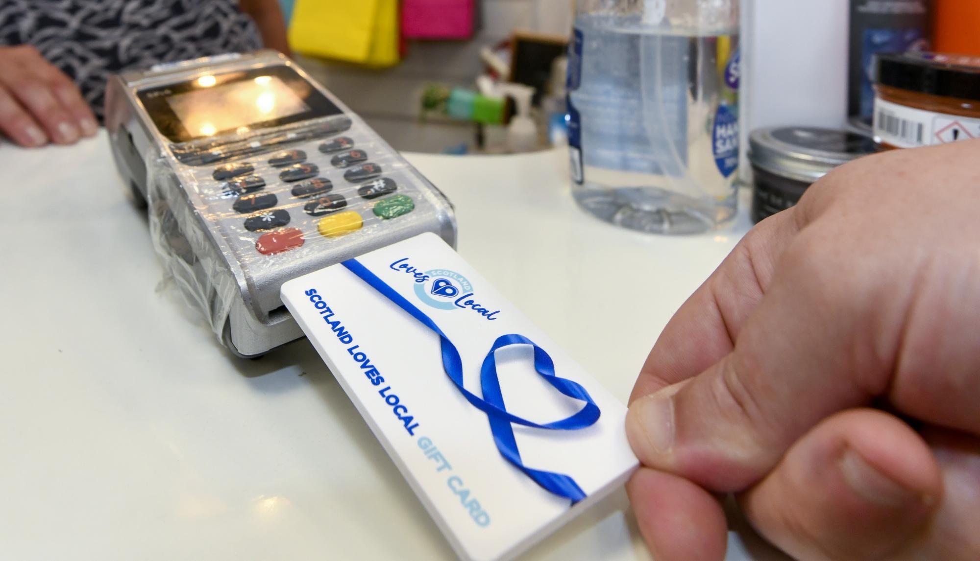 Scotland Loves Local card in use