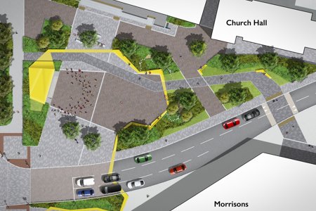 An indicative artist’s impression of the new Civic Space in Bishopbriggs.