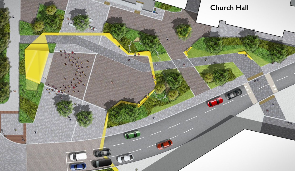 Artist's impression of new Civic Space in Bishopbriggs