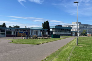 Balmuildy Primary School on a clear blue day