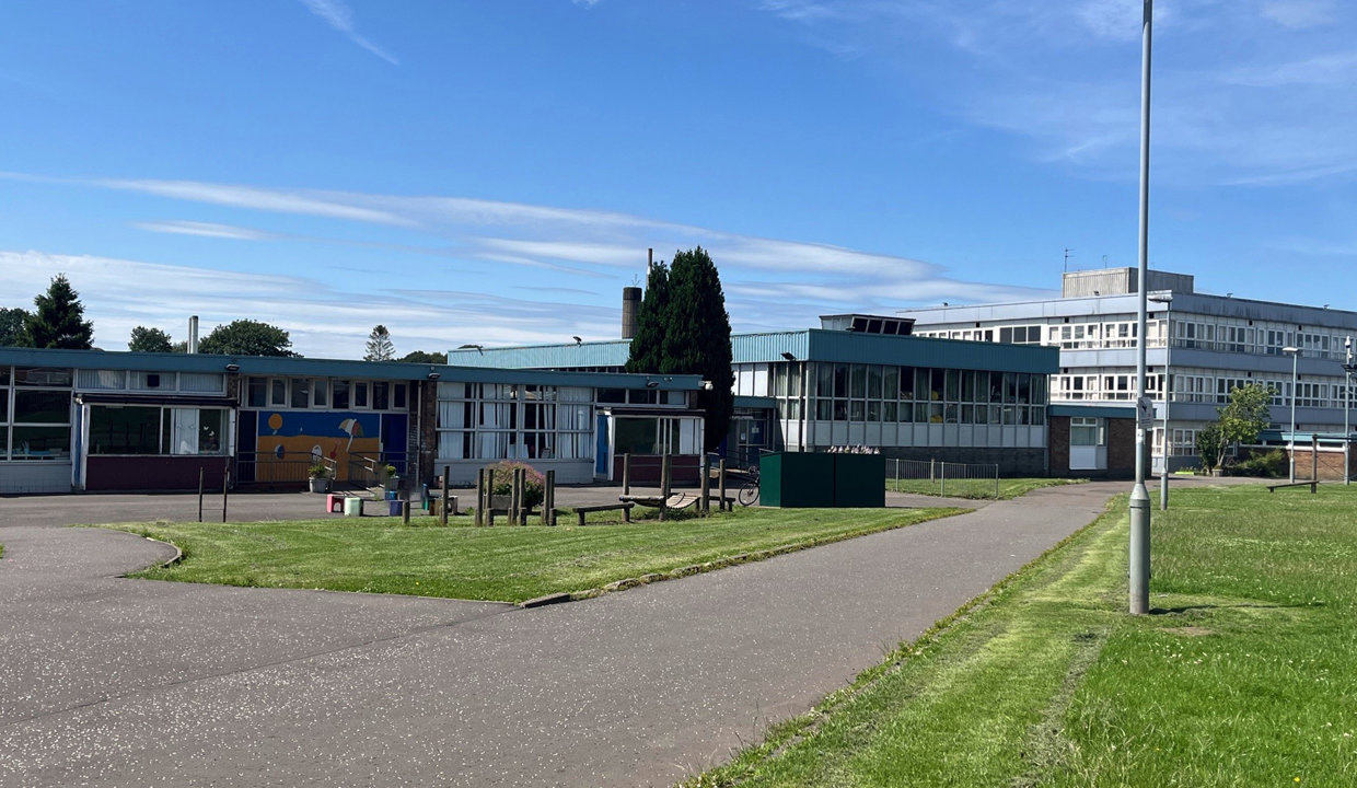 Balmuildy Primary School on a clear blue day