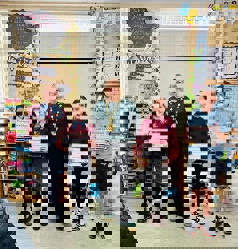 Provost Gillian Renwick pictured with the happy winners