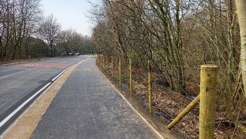 the new active travel corridor running alongside the road