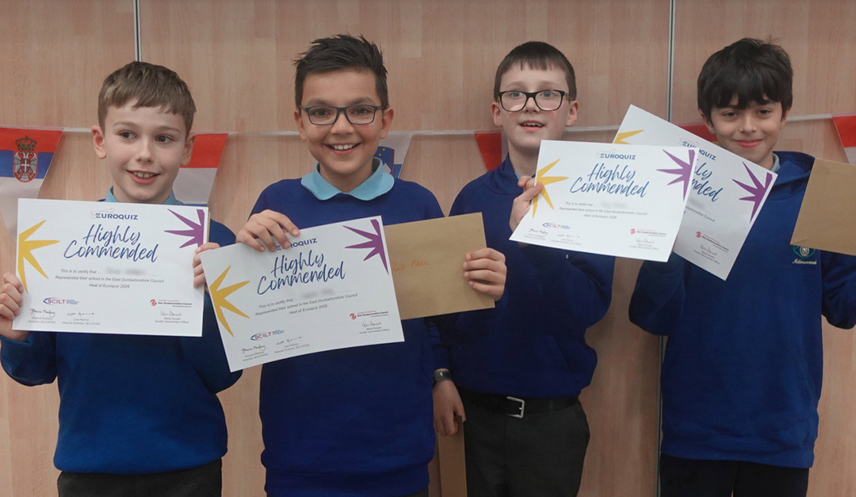 Runners up Millersneuk pupils holding their certificates