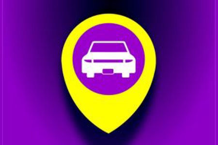 taxi against a purple background
