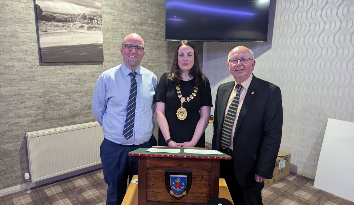 Depute Provost McDiarmid (centre) with Captain John Armour (left) and Rev Ian Taylor.