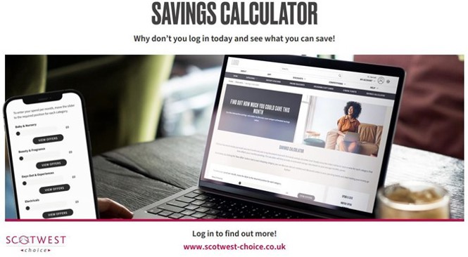 picture of a phone and a laptop with the text saying savings calculator why don't you log in today and see what you can save