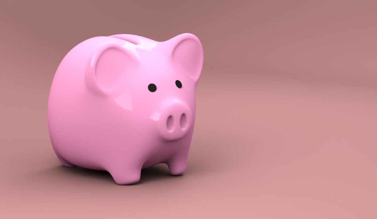 Piggy bank on a pink background