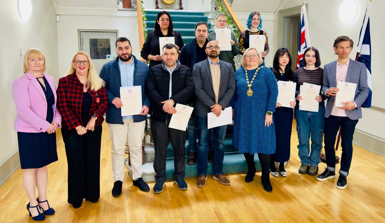 Provost Gillian Renwick was joined by Deputy Lieutenant Professor Elaine Boyd at a ceremony to welcome East Dunbartonshire’s newest citizens at Kilmardinny House in Bearsden
