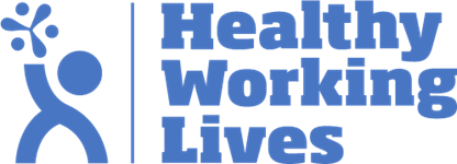 Blue healthy working lives logo