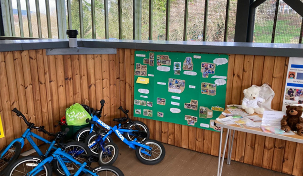 A display showing the bikes used by children