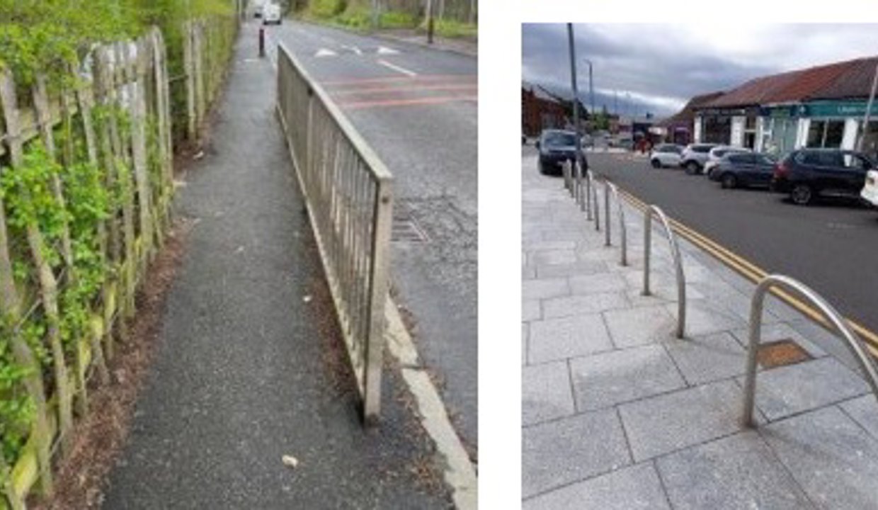 left image is a ramp and right image shows barriers on the side of pavement