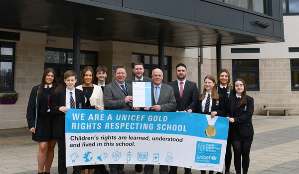 St Ninian's Group with UNICEF banner