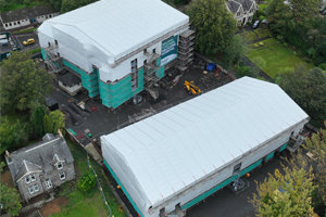 Drone images show progress with the roofwork