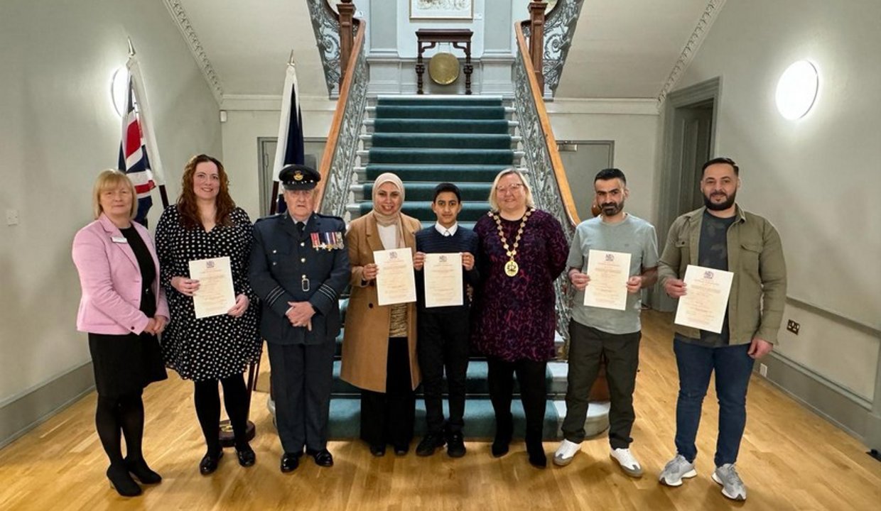 Provost Gillian Renwick joined with Deputy Lord Lieutenant Wing Commander George Campbell to welcome new citizens