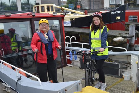 Provost Gillian Renwick and Depute Provost Colette McDiarmid on a boat at the Southbank Marina