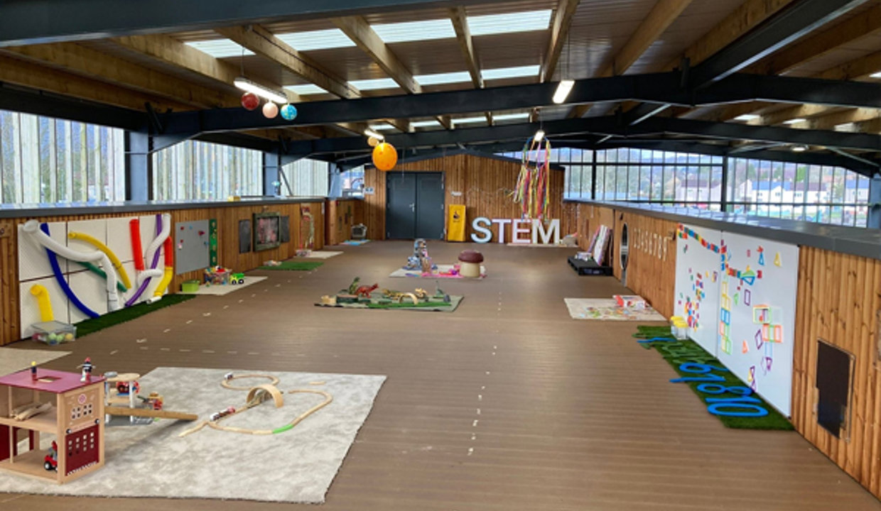 The mezzanine level of the EYC was used to display STEM materials