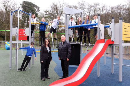 Council Staff and School children in new playpark