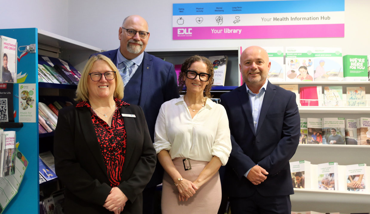 Left to right: Calum Smith, Karin, Connie Williamson from HSCP, Alan Wright Vice Chair of EDLC Board