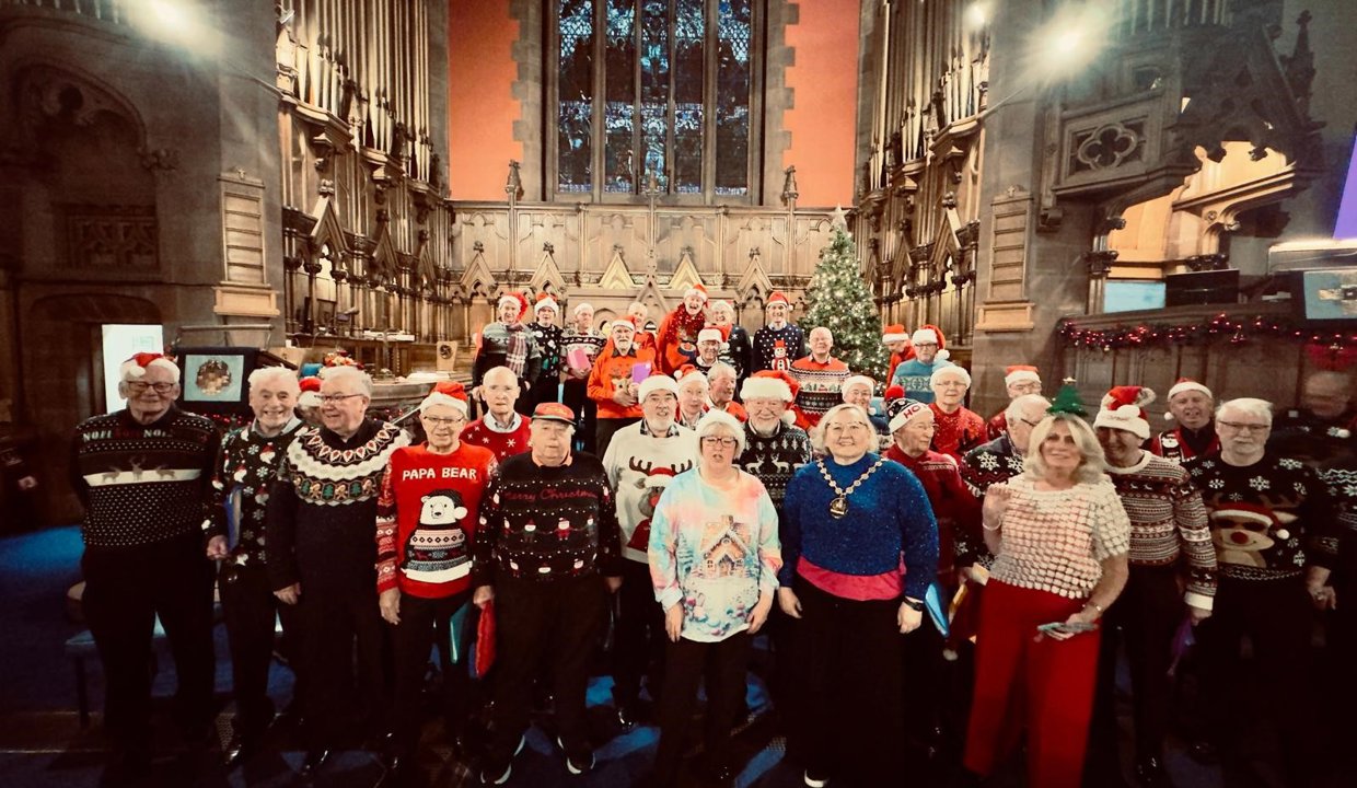 Provost Renwick joins in the fun with the Kirkintilloch Male Voice Choir
