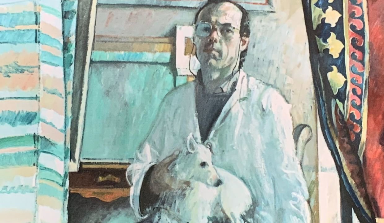 Self Portrait with Dog – John Boyd’s painting is one of many that will be on display at the Lillie Art Gallery