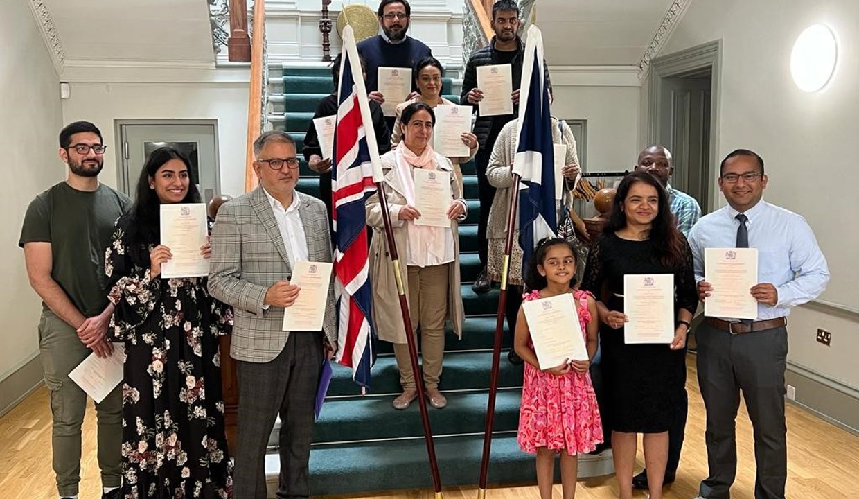 New UK citizens to East Dunbartonshire at Kilmardinny House in Bearsden.