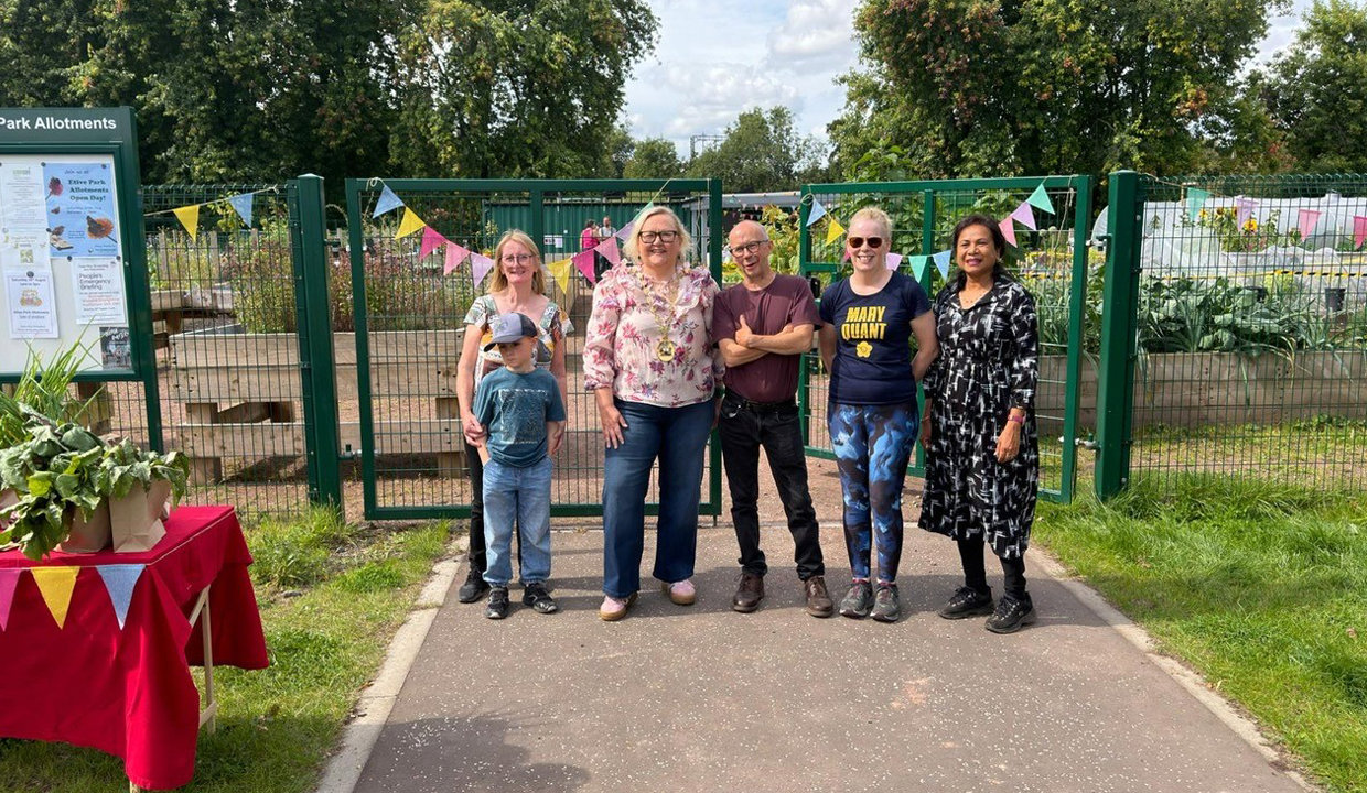 Provost Renwick with Allotmenteers at their open day