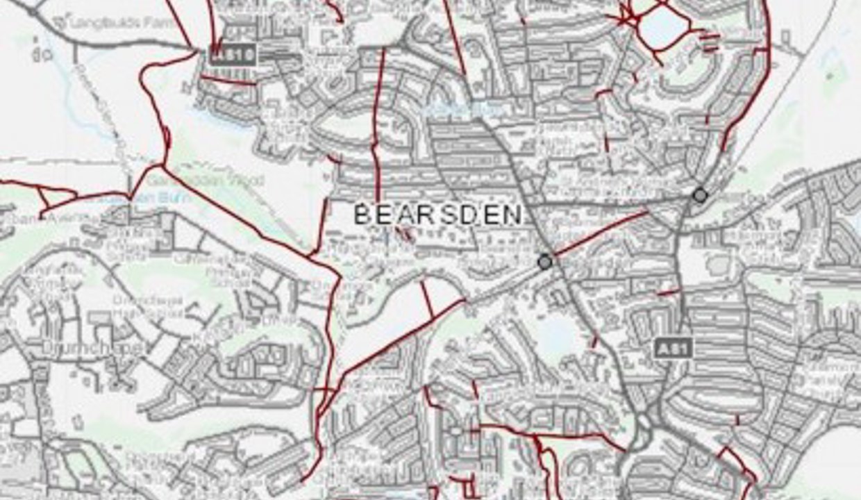 Map of the off-road network of paths in Bearsden