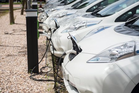 Electric cars plugged in