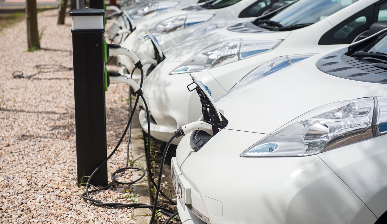 electric cars plugged in
