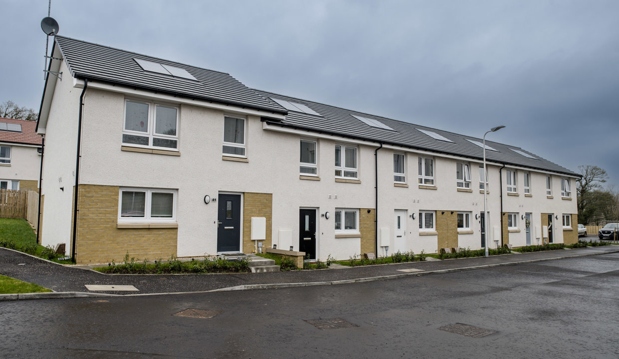  Fauldhead – A terrace of affordable houses built by Hillhead Housing Association in Phase 2 of the development at Fauldhead in Kirkintilloch