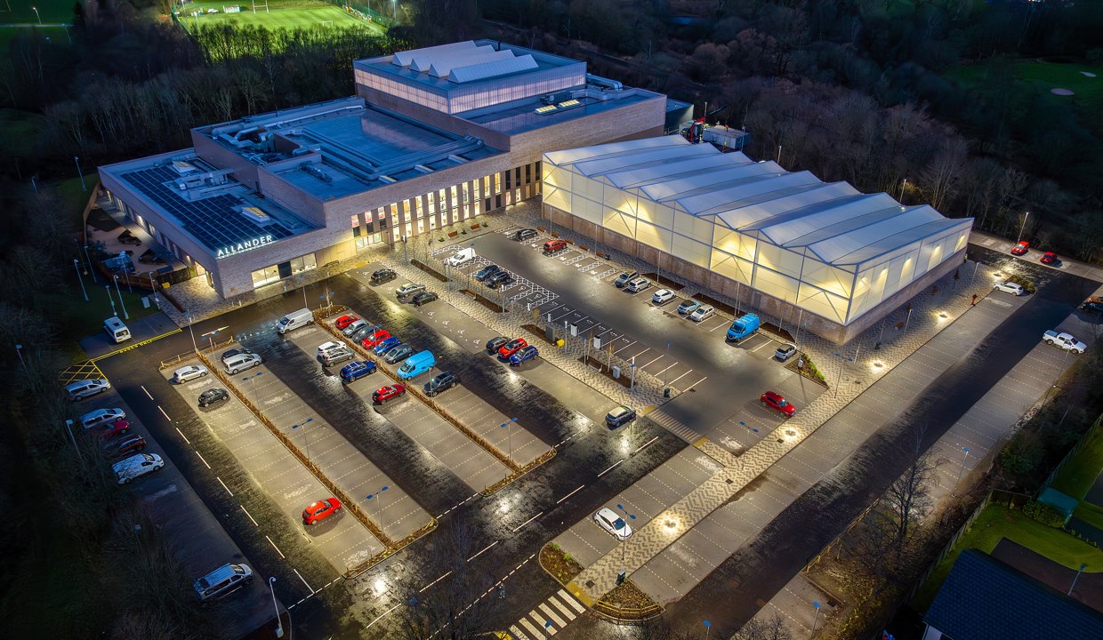 Exterior of the Allander Leisure Centre – courtesy of Holmes Miller.