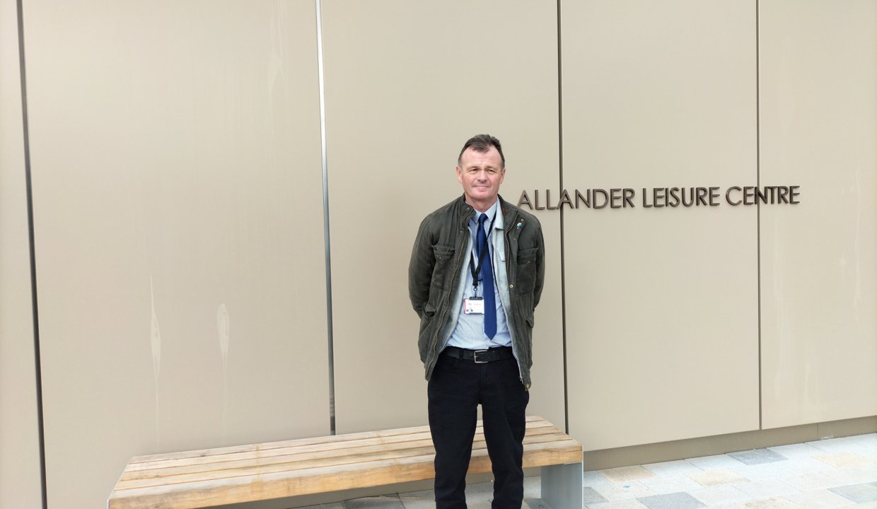 Cllr Jim Gibbons, EDLCT Chair, at the Allander Leisure Centre