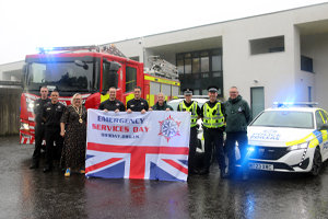 Representatives of our local blue light services came to Council HQ with their emergency vehicles to meet Provost Renwick and unfurl the Emergency Services Day flag.