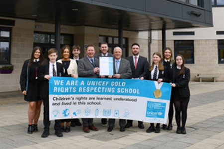St Ninian's Group with UNICEF banner