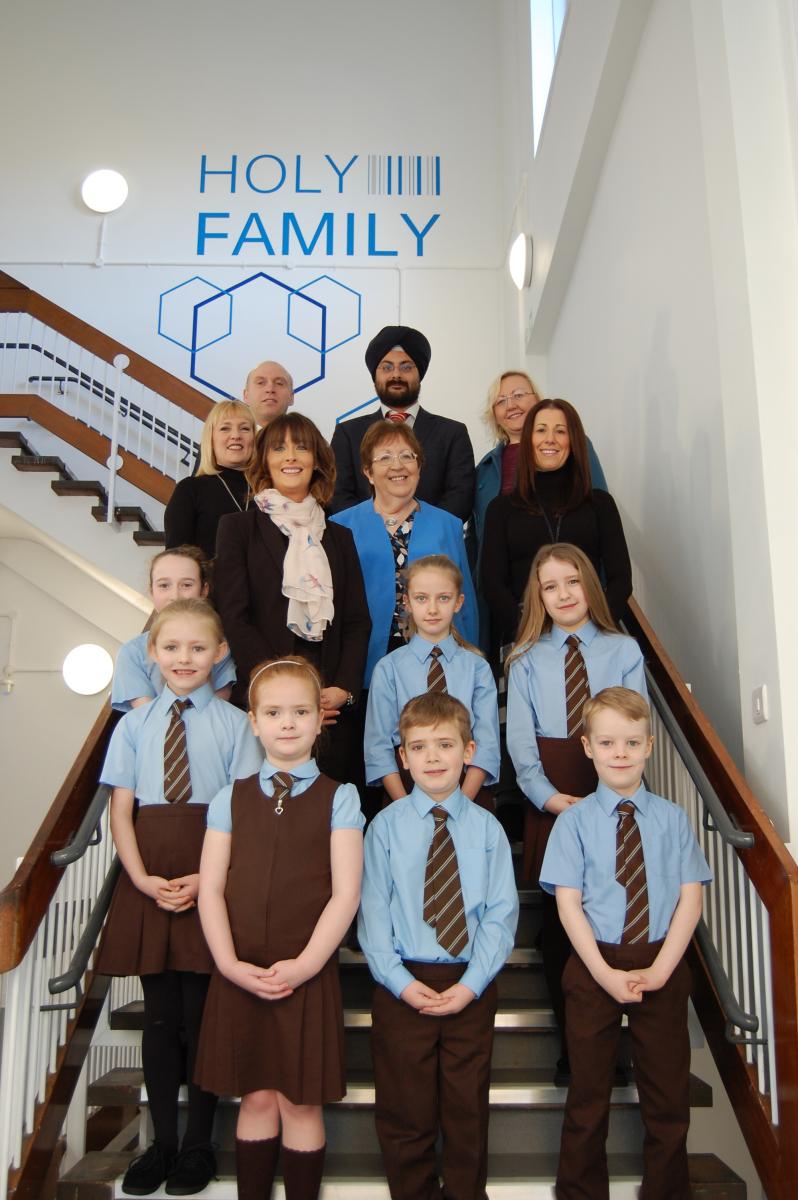 Holy Family pupils with Councillors