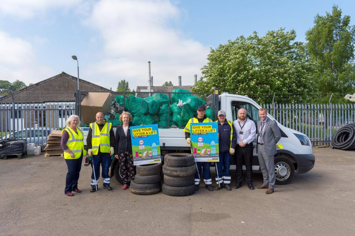 Members of the Greenspace and Streetscene team with (l-r), Project Officer Jackie Gillespie, Cllr Susan Murray, Officer Peter Mathieson and Greenspace and Streetscene Manager Thomas McMenamin.