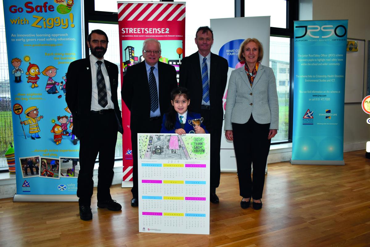 Winner of Raod Saftey calendar with councillors