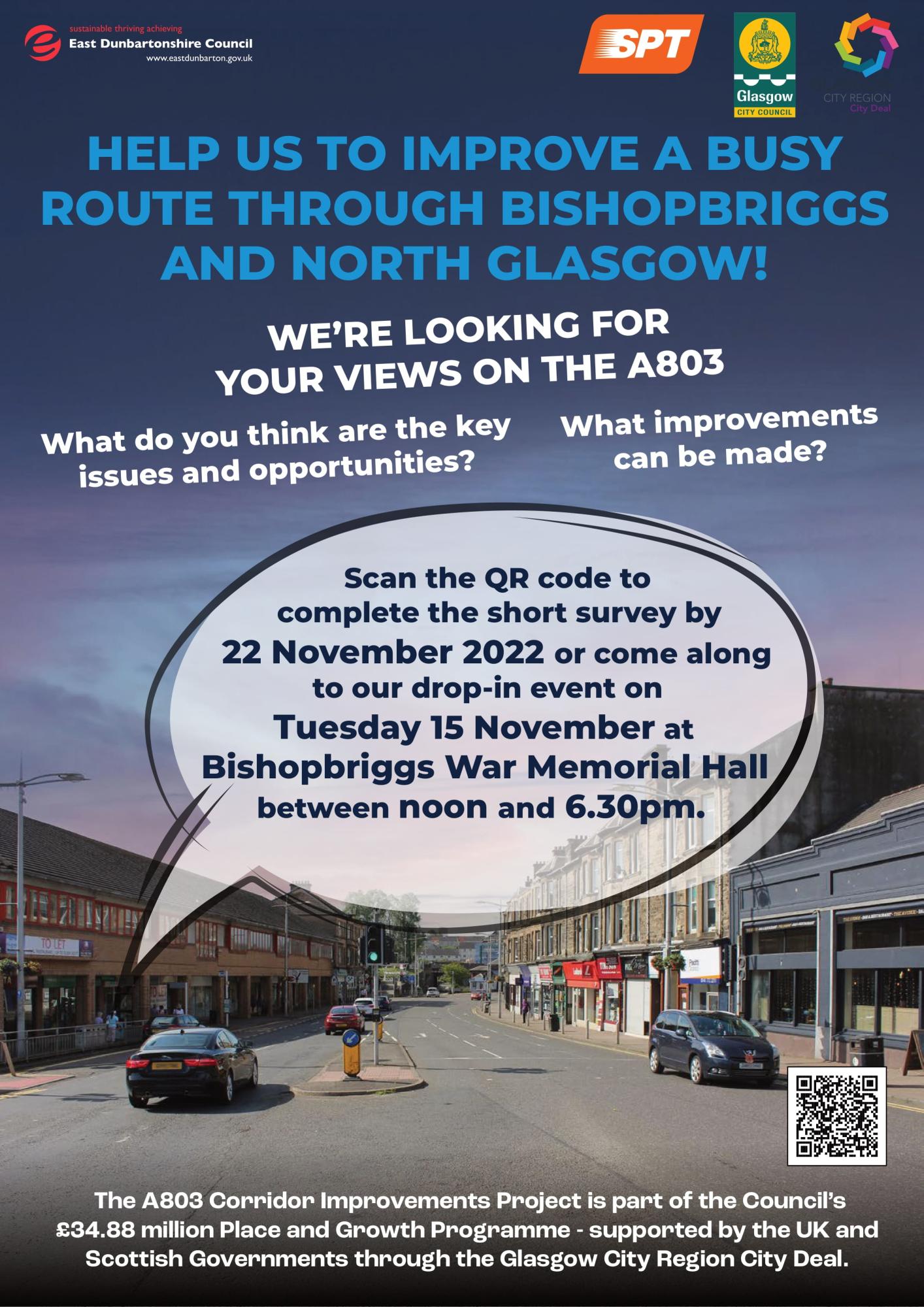 Flyer providing info available within article - asking people to help improve the A803