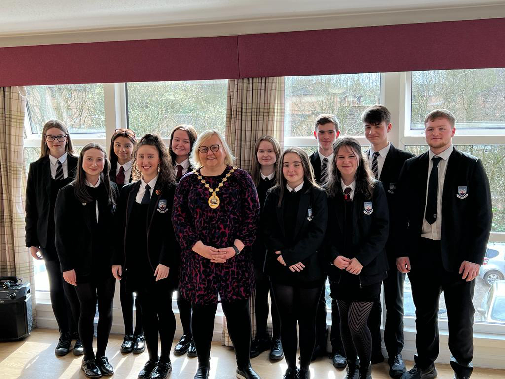 Provost Renwick with the St. Ninian’s HS choir.