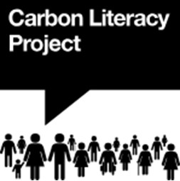 carbon literacy project in a black speech bubble