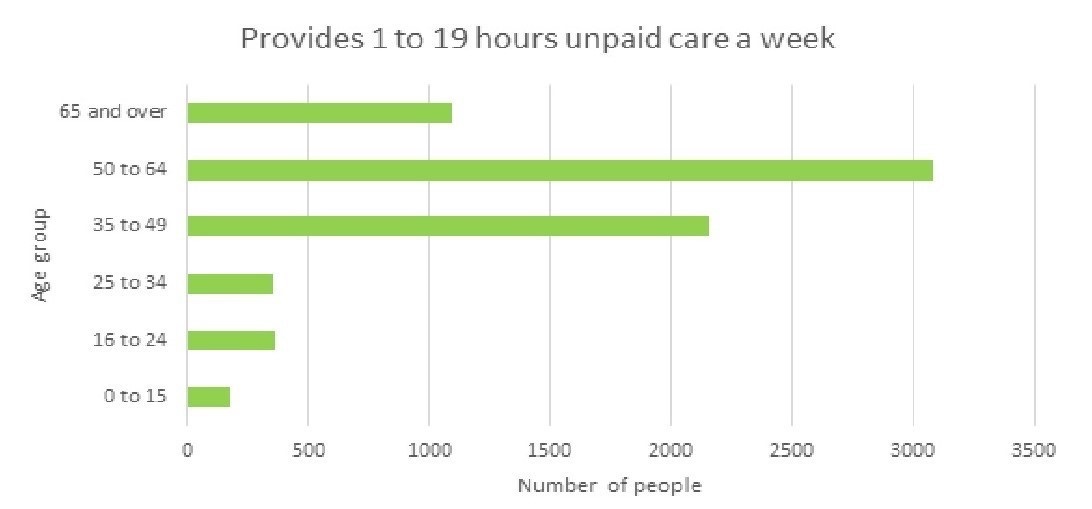 Chart showing percentage of unpaid care a week