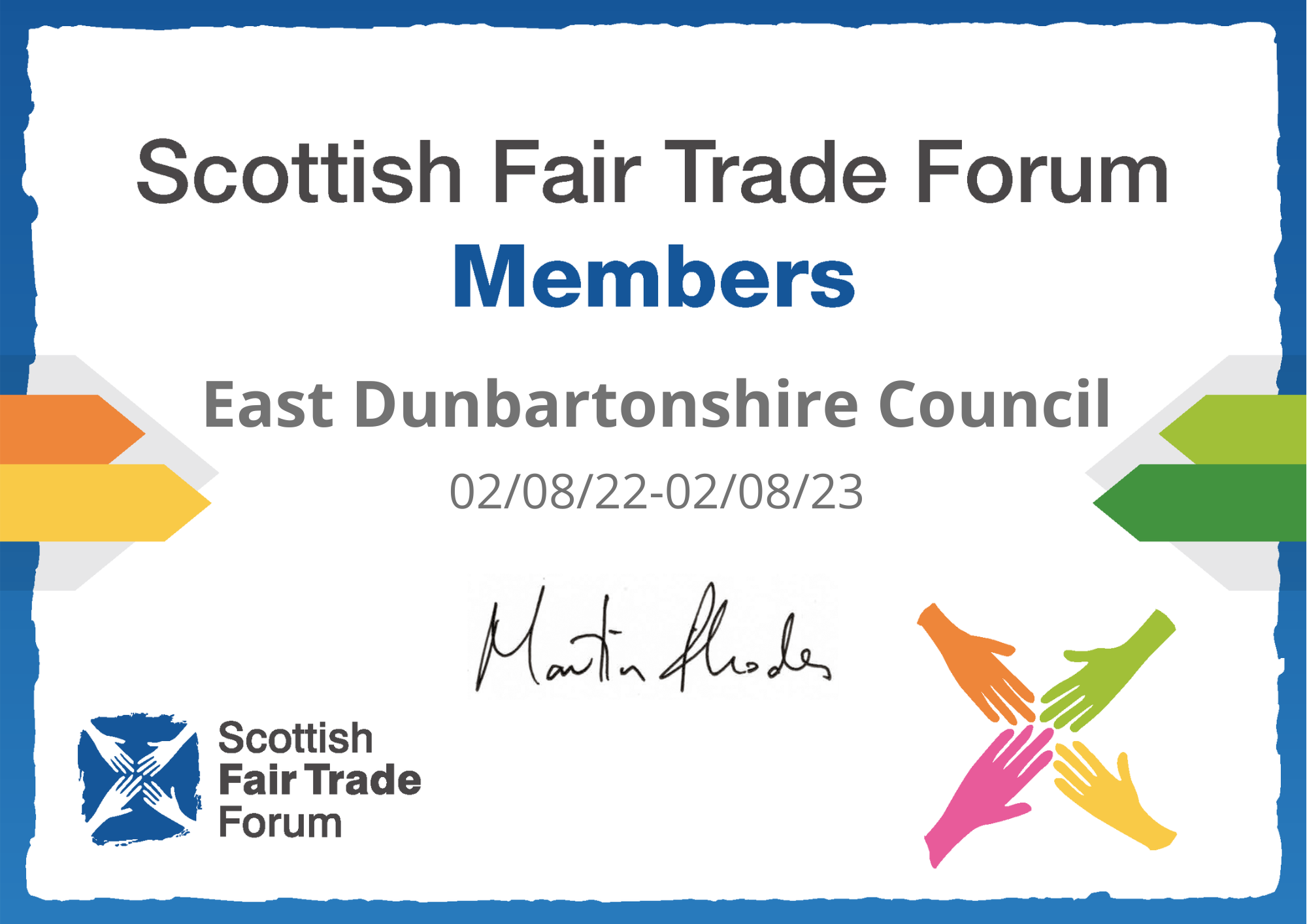 scottish fair trade forum members certificate