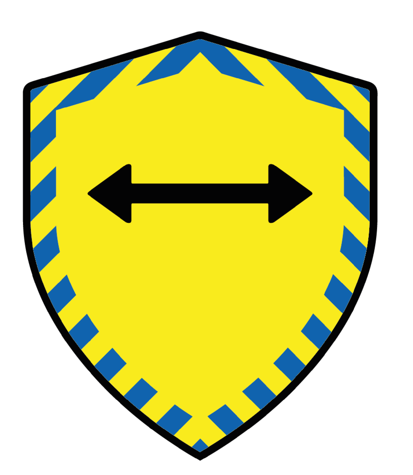 yellow and blue Distance aware badge