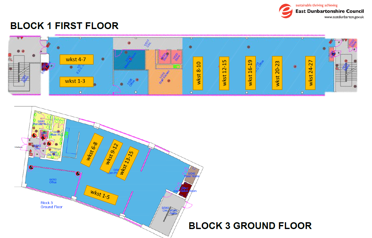 floor map of the block 1 - first floor and block 3 ground floor