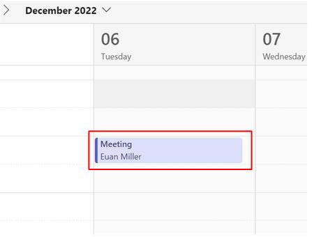 screenshot showing the microsoft teams calendar with new meeting entry