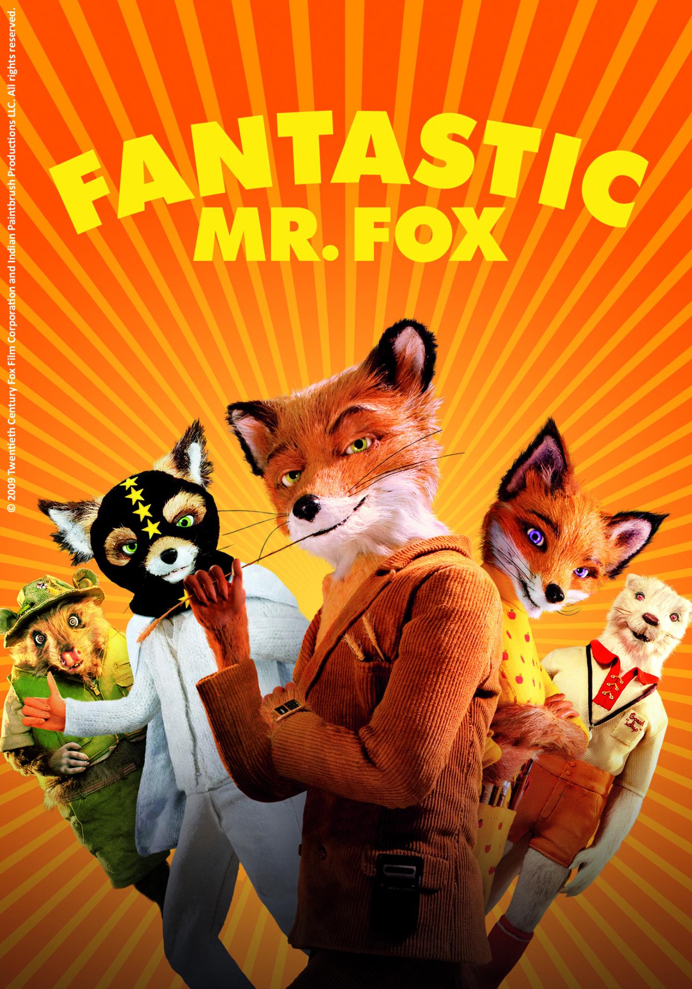  5 foxes in the poster of Fantastic Mr Fox